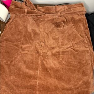 Brown Corduroy Skirt with Belt